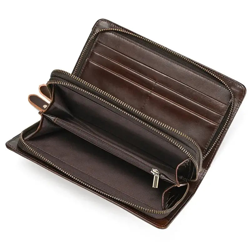 Men’s Leather Zip Wallet – Single or Double Zip Clutch