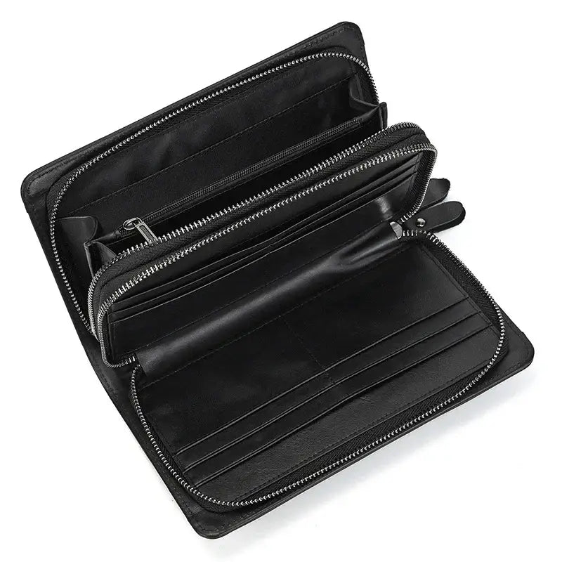 Men’s Leather Zip Wallet – Single or Double Zip Clutch