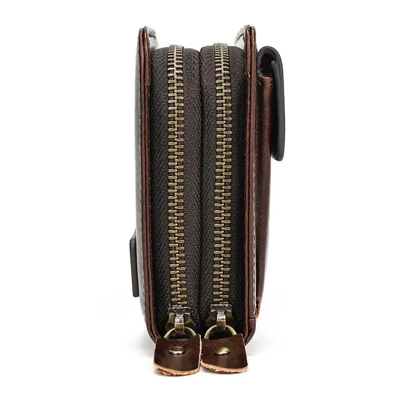 Men’s Leather Zip Wallet – Single or Double Zip Clutch