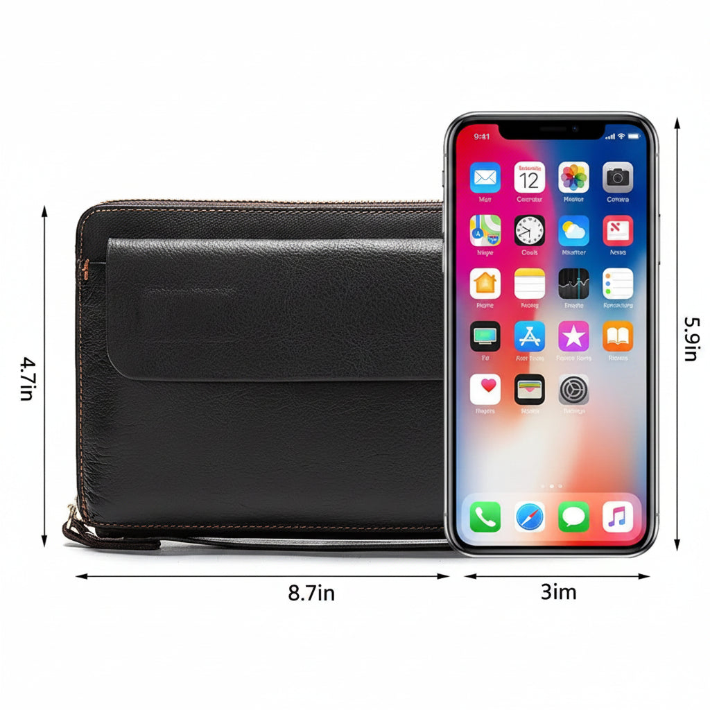 Men’s Leather Zip Wallet – Single or Double Zip Clutch