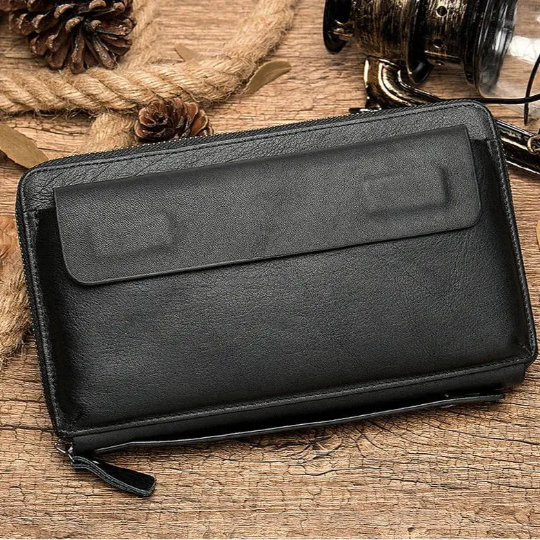 Men’s Leather Zip Wallet – Single or Double Zip Clutch
