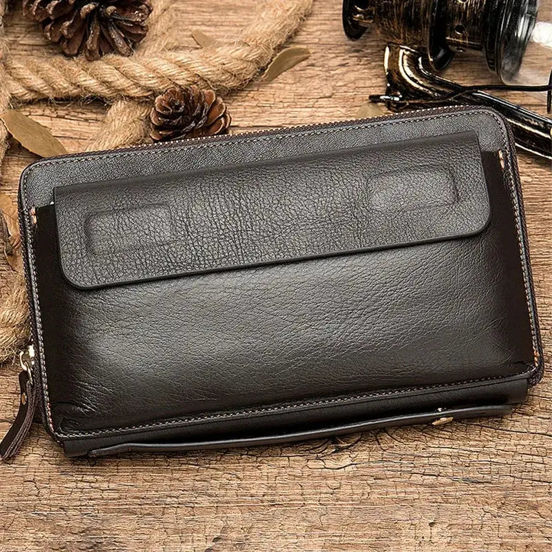 Men’s Leather Zip Wallet – Single or Double Zip Clutch