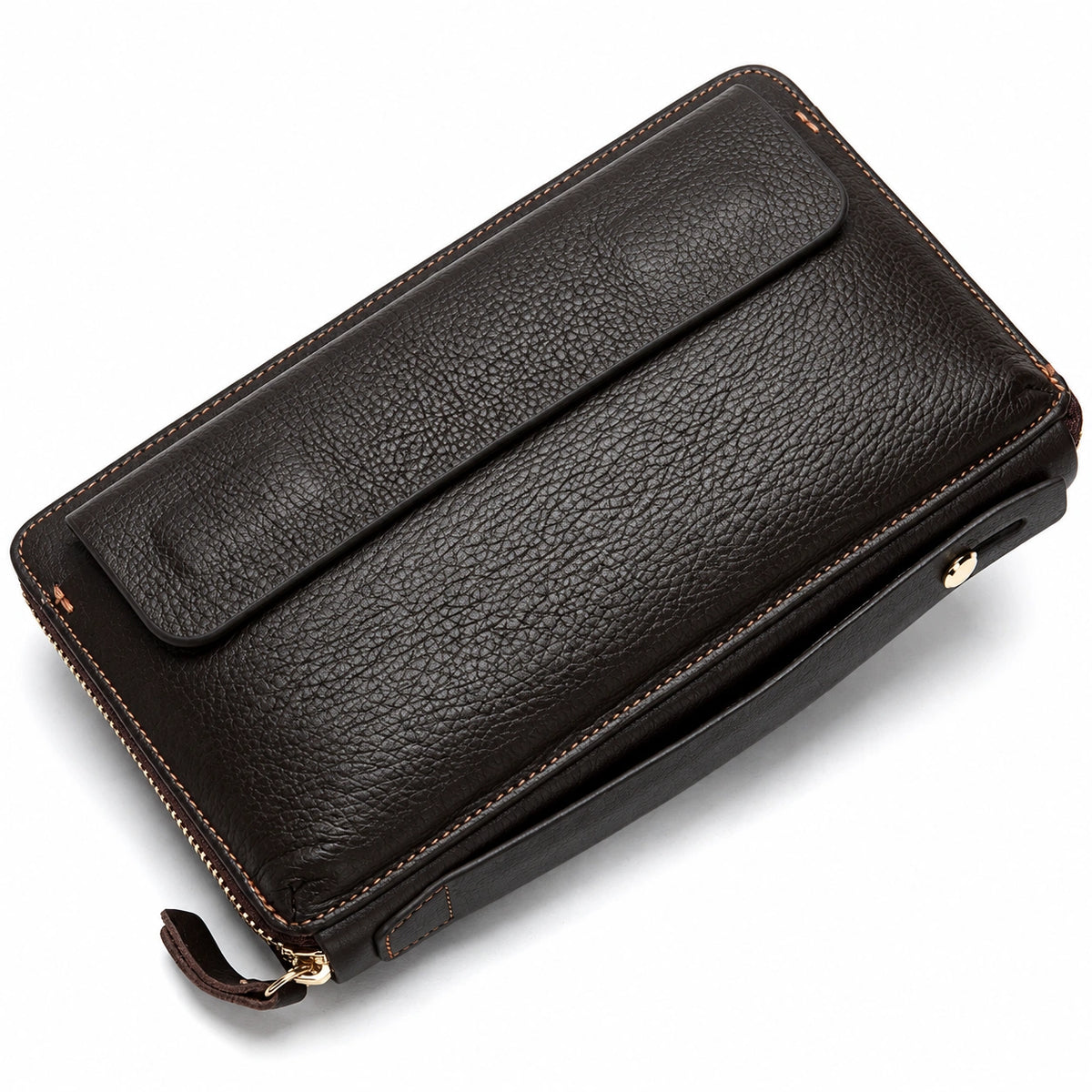 Men’s Leather Clutch Bag - Single Zip Wristlet