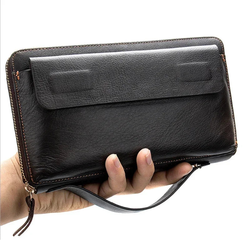 Men’s Leather Zip Wallet – Single or Double Zip Clutch