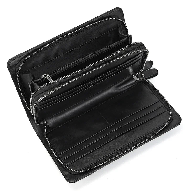 Men’s Leather Zip Wallet – Single or Double Zip Clutch