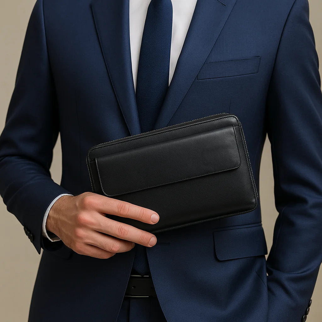 Men’s Leather Zip Wallet – Single or Double Zip Clutch
