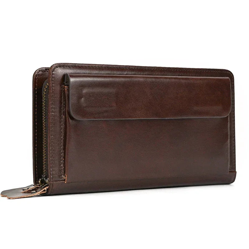 Men’s Leather Zip Wallet – Single or Double Zip Clutch