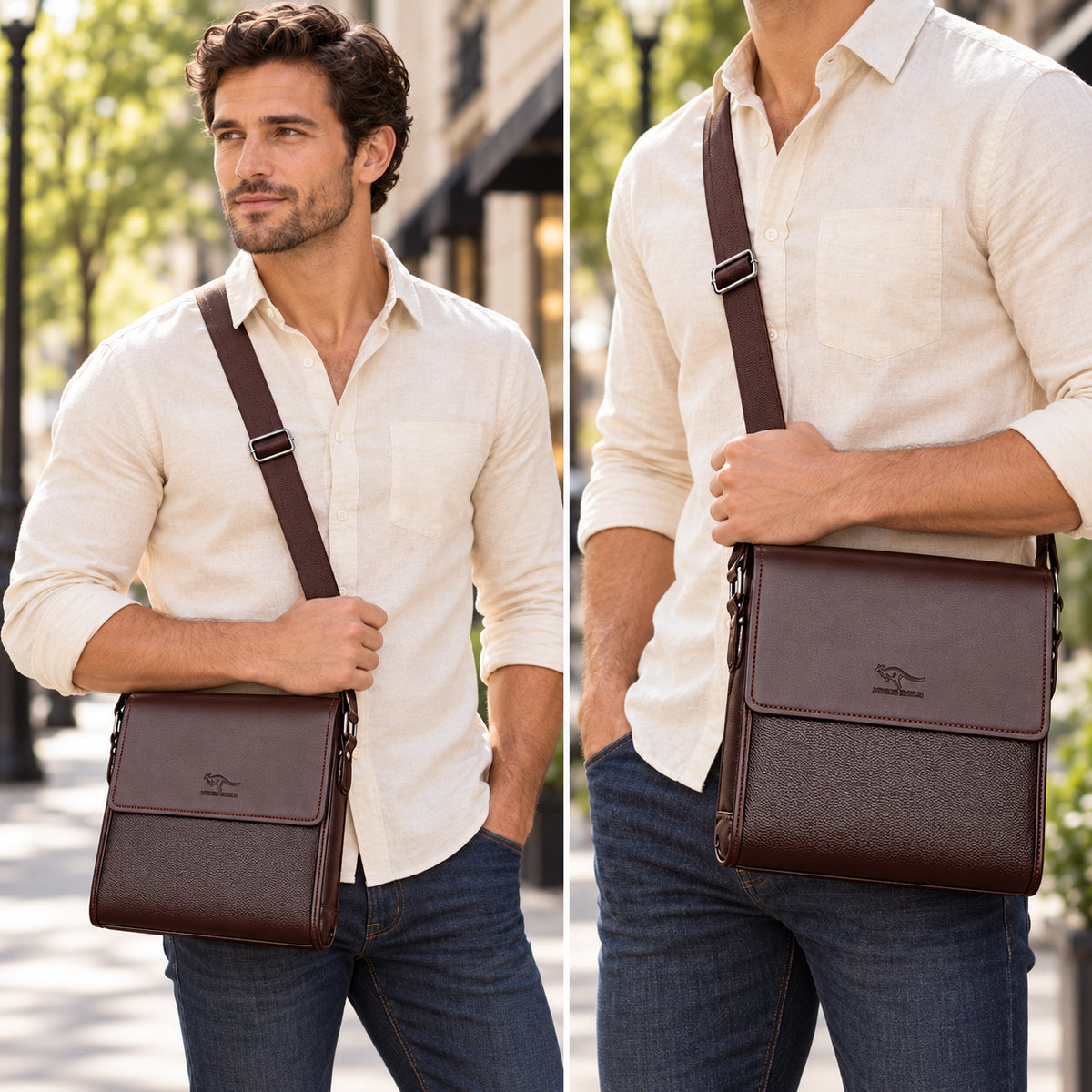Men’s Messenger Bag - Vertical Organizer Design