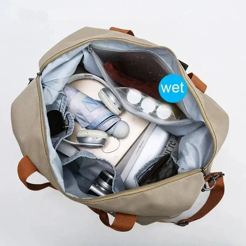 Men’s Nylon Duffle Bag - Trolley Strap Weekender with Shoe Pocket
