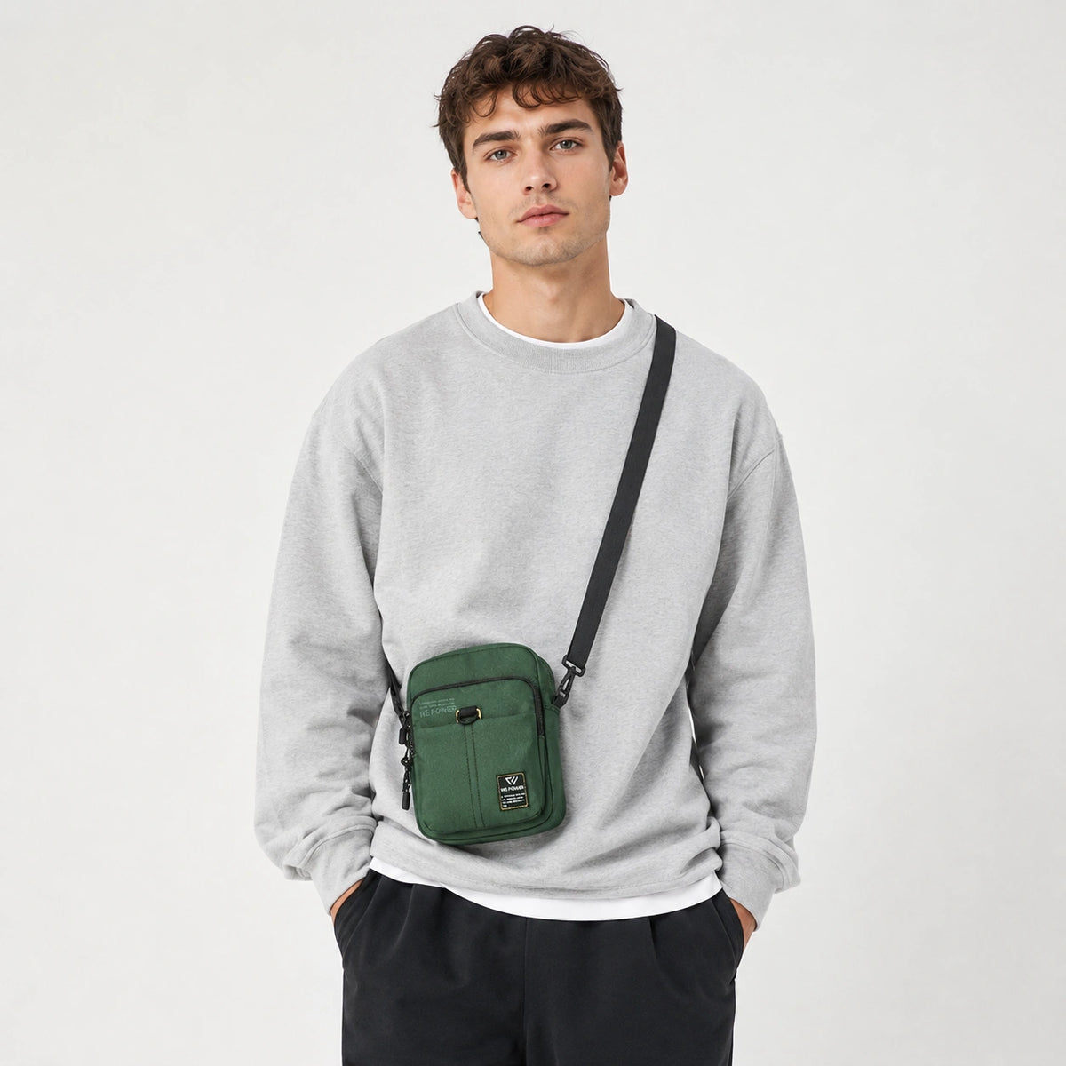 Men’s Nylon Sling Bag - Compact Crossbody Chest Bag