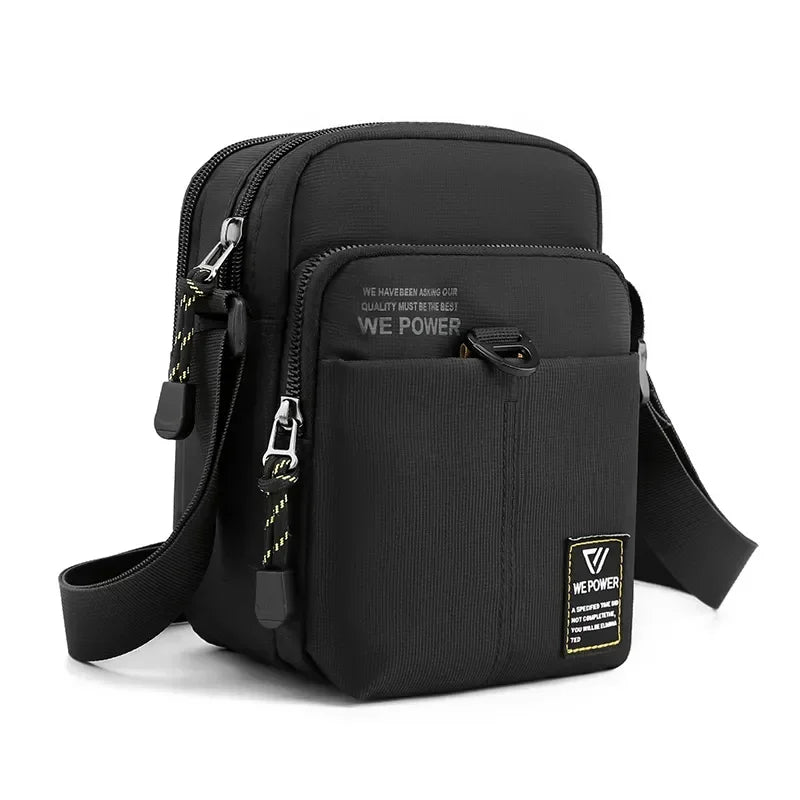 Men’s Nylon Sling Bag - Compact Crossbody Chest Bag - Black