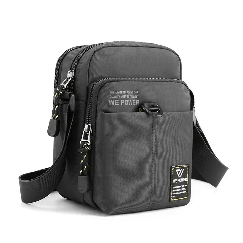Men’s Nylon Sling Bag - Compact Crossbody Chest Bag - Dark Gray