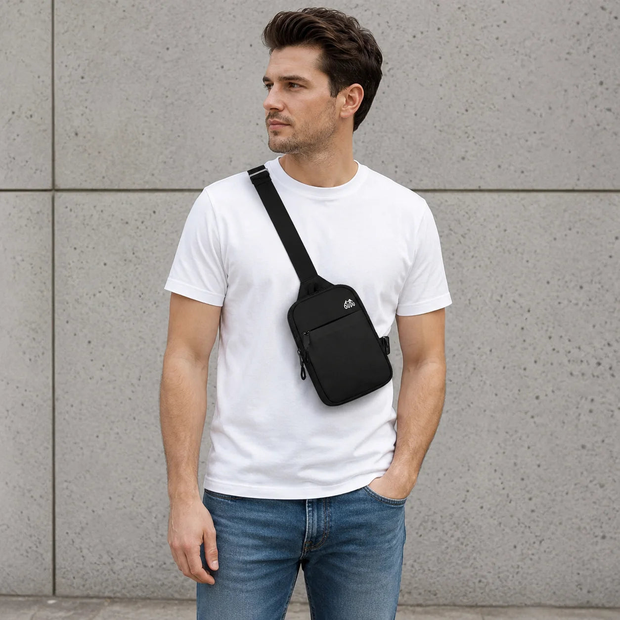 Men’s Nylon Sling Bag - Water-Resistant Chest Bag with Zip Pocket