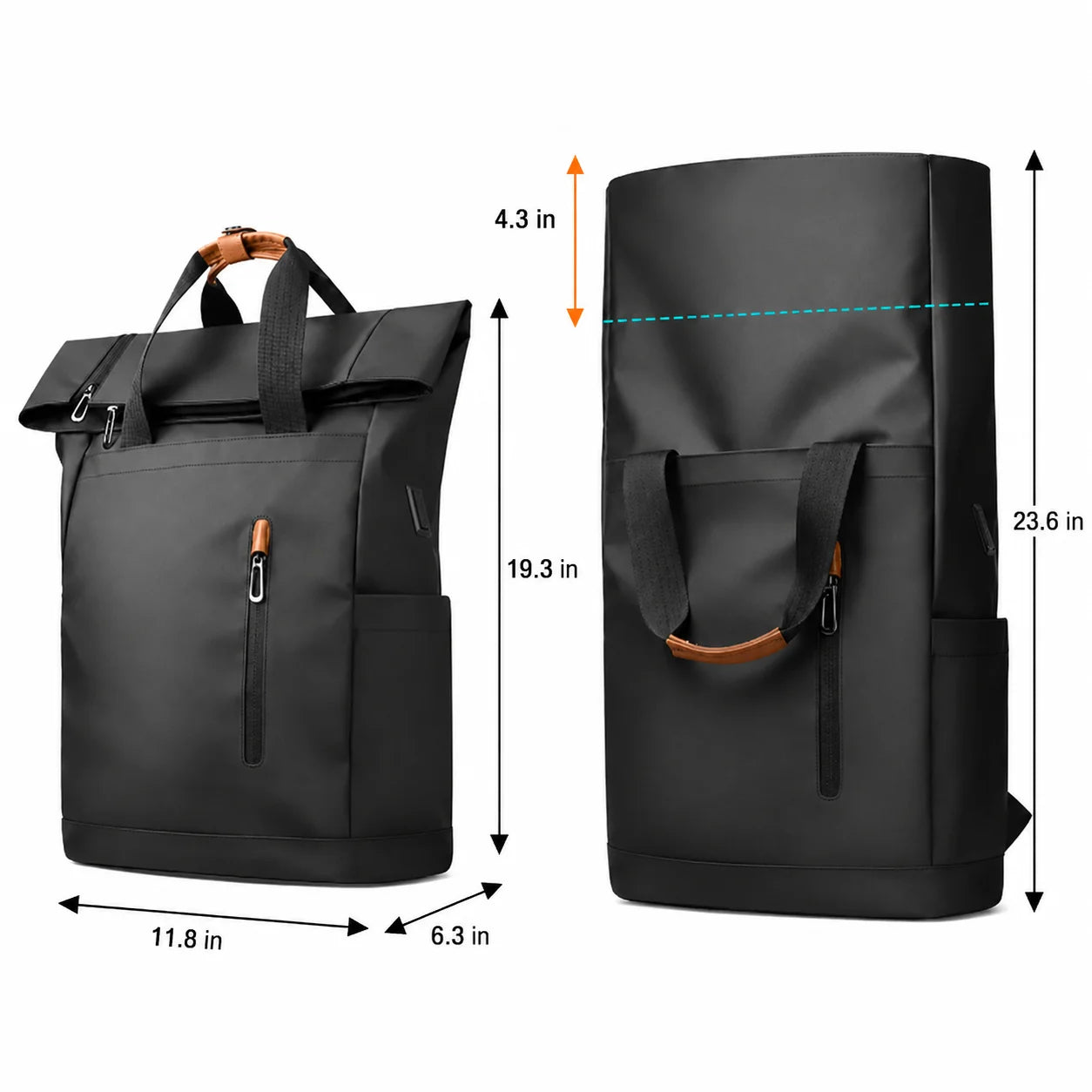 Men’s Roll-Top Backpack - USB Charging 15.6’’ Laptop Bag