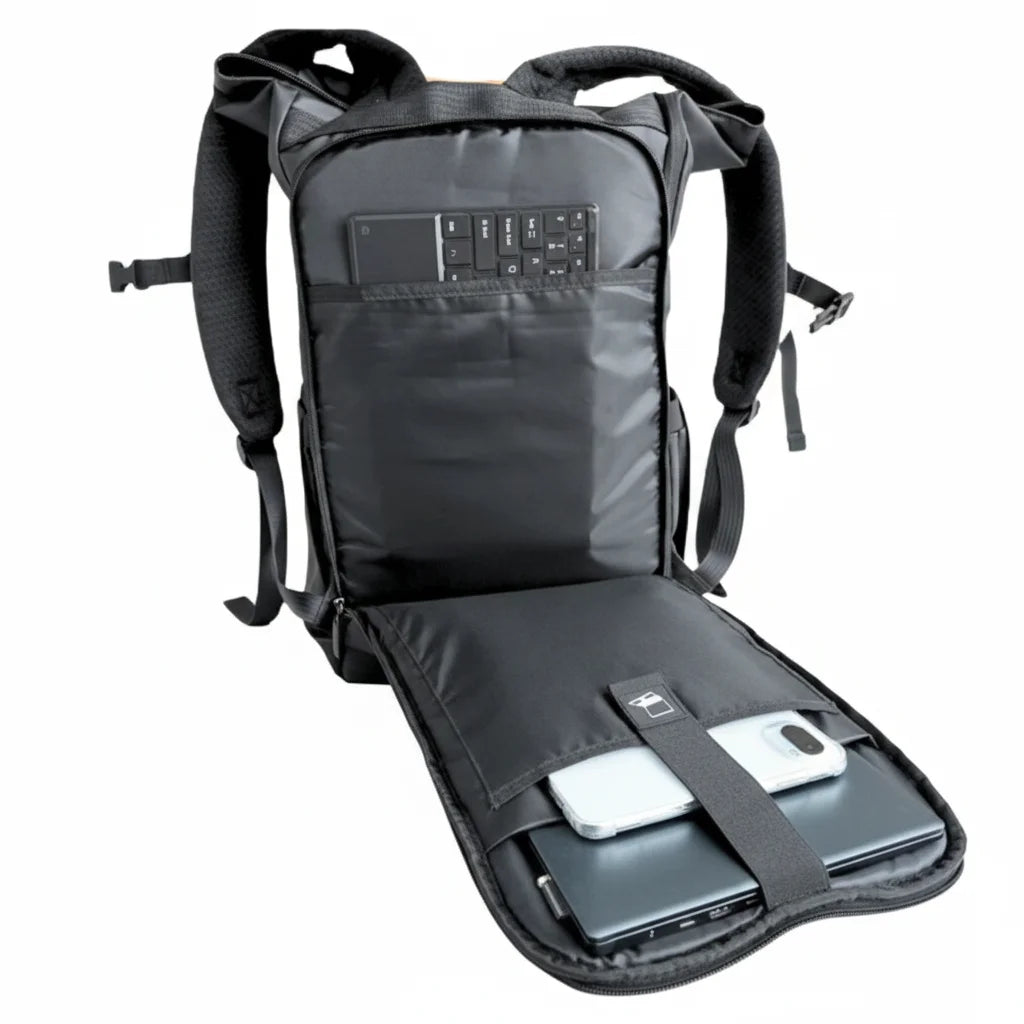 Men’s Roll-Top Backpack - USB Charging 15.6’’ Laptop Bag