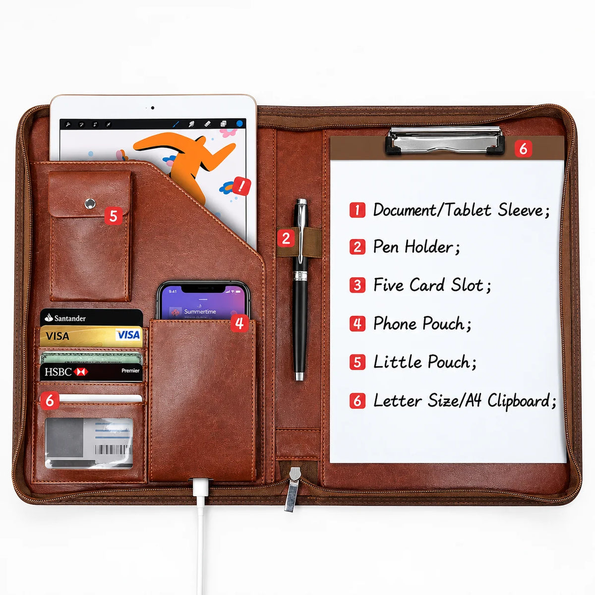 Men’s Padfolio - A4 Clipboard & Tablet Organizer