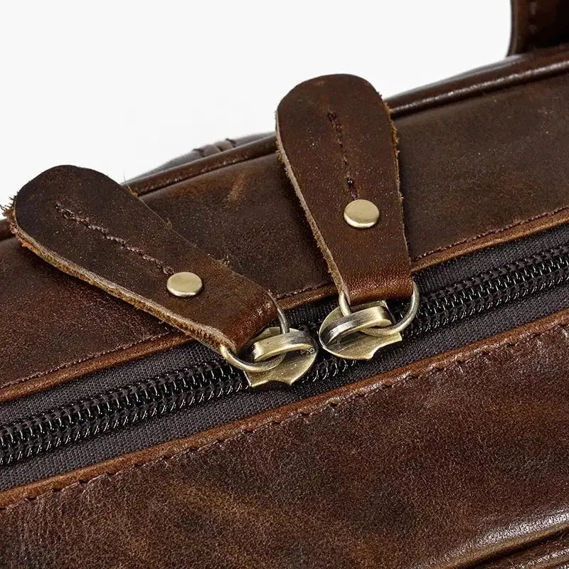 Men’s Polished Leather Briefcase – 15 Inch Professional Office Bag