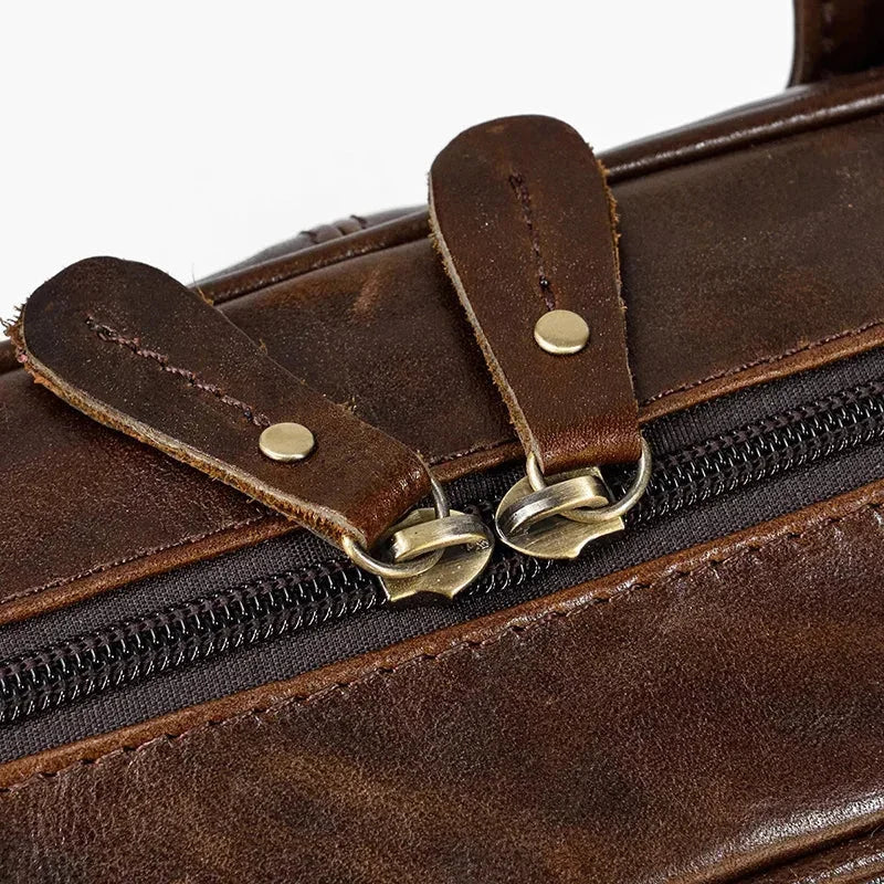 Men’s Polished Leather Briefcase – 15 Inch Professional Office Bag