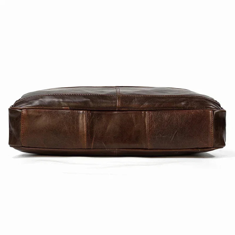 Men’s Polished Leather Briefcase – 15 Inch Professional Office Bag