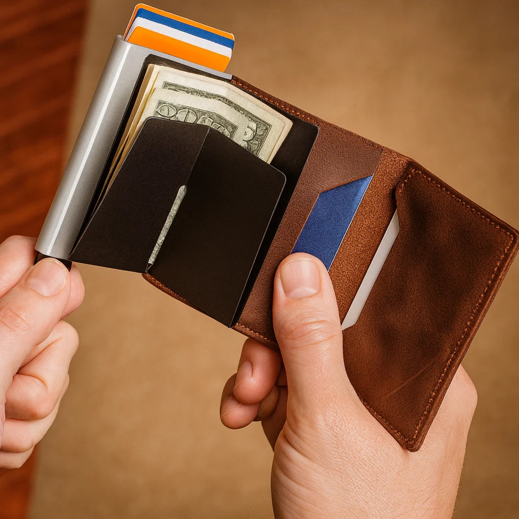 Men’s RFID Card Holder - Pop-Up Wallet with Cash Pocket