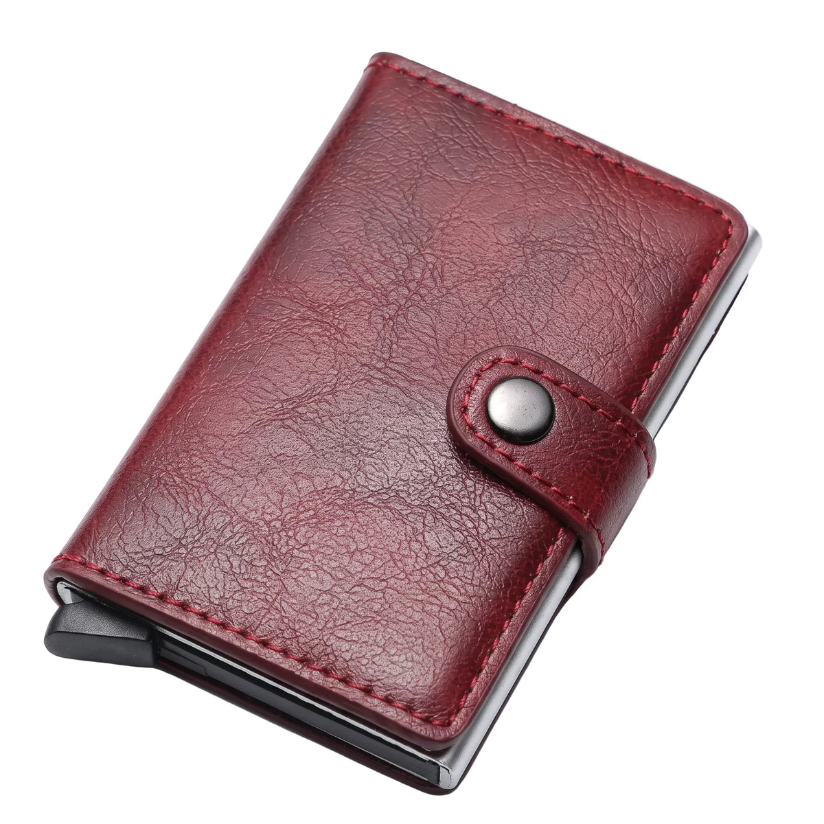 Men’s RFID Card Holder - Pop-Up Wallet with Cash Pocket - Red