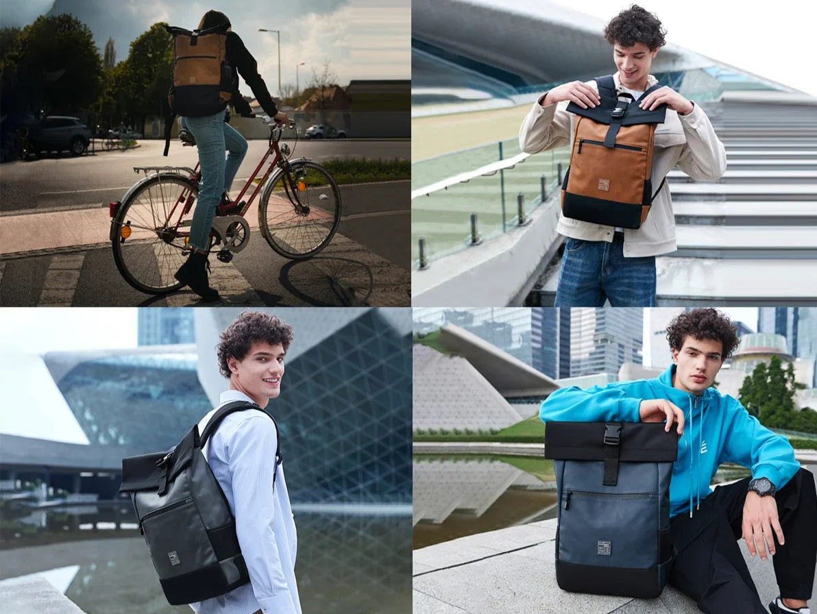 Men’s Roll Top Backpack – Water Resistant Urban Backpack for Everyday Carry