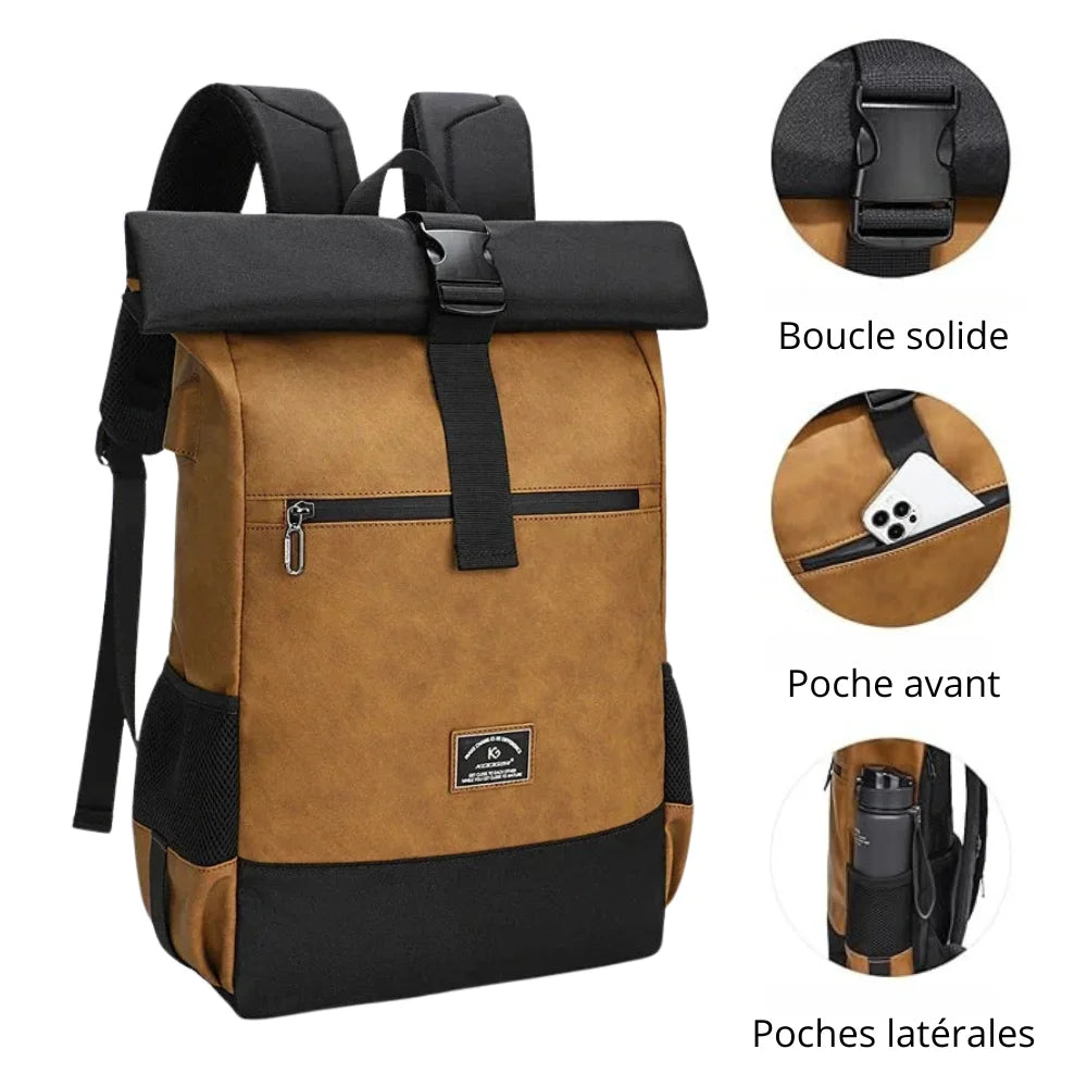 Men’s Roll Top Backpack – Water Resistant Urban Backpack for Everyday Carry