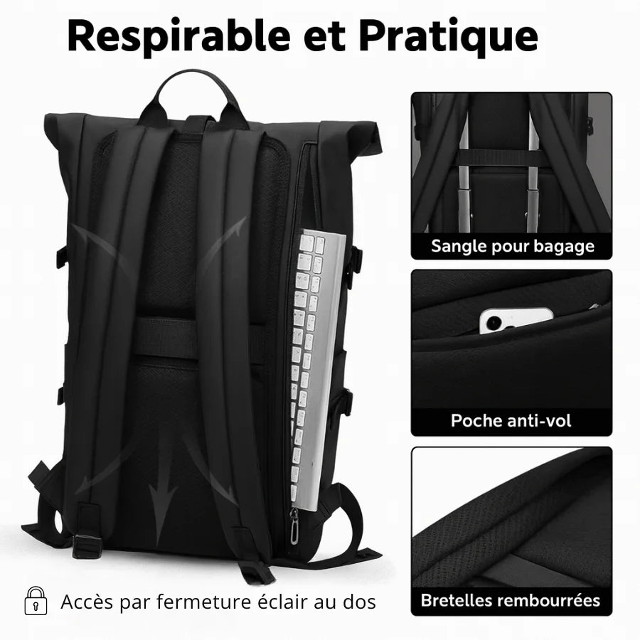 Men’s Roll Top Backpack – Waterproof Expandable Everyday Backpack