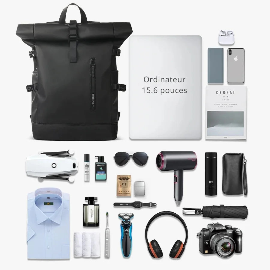 Men’s Roll Top Backpack – Waterproof Expandable Everyday Backpack