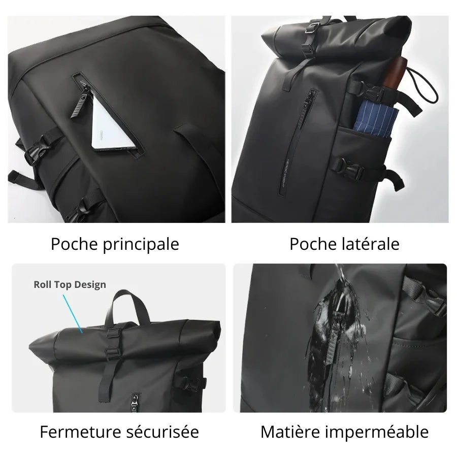 Men’s Roll Top Backpack – Waterproof Expandable Everyday Backpack