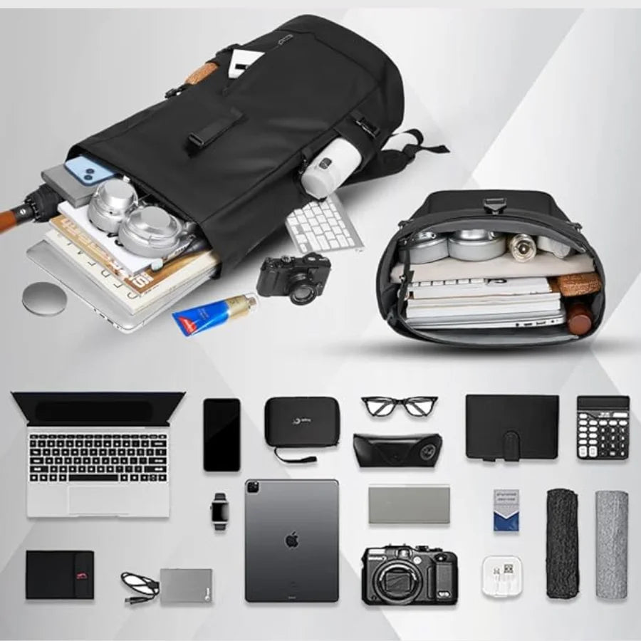 Men’s Roll Top Backpack – Waterproof Expandable Everyday Backpack