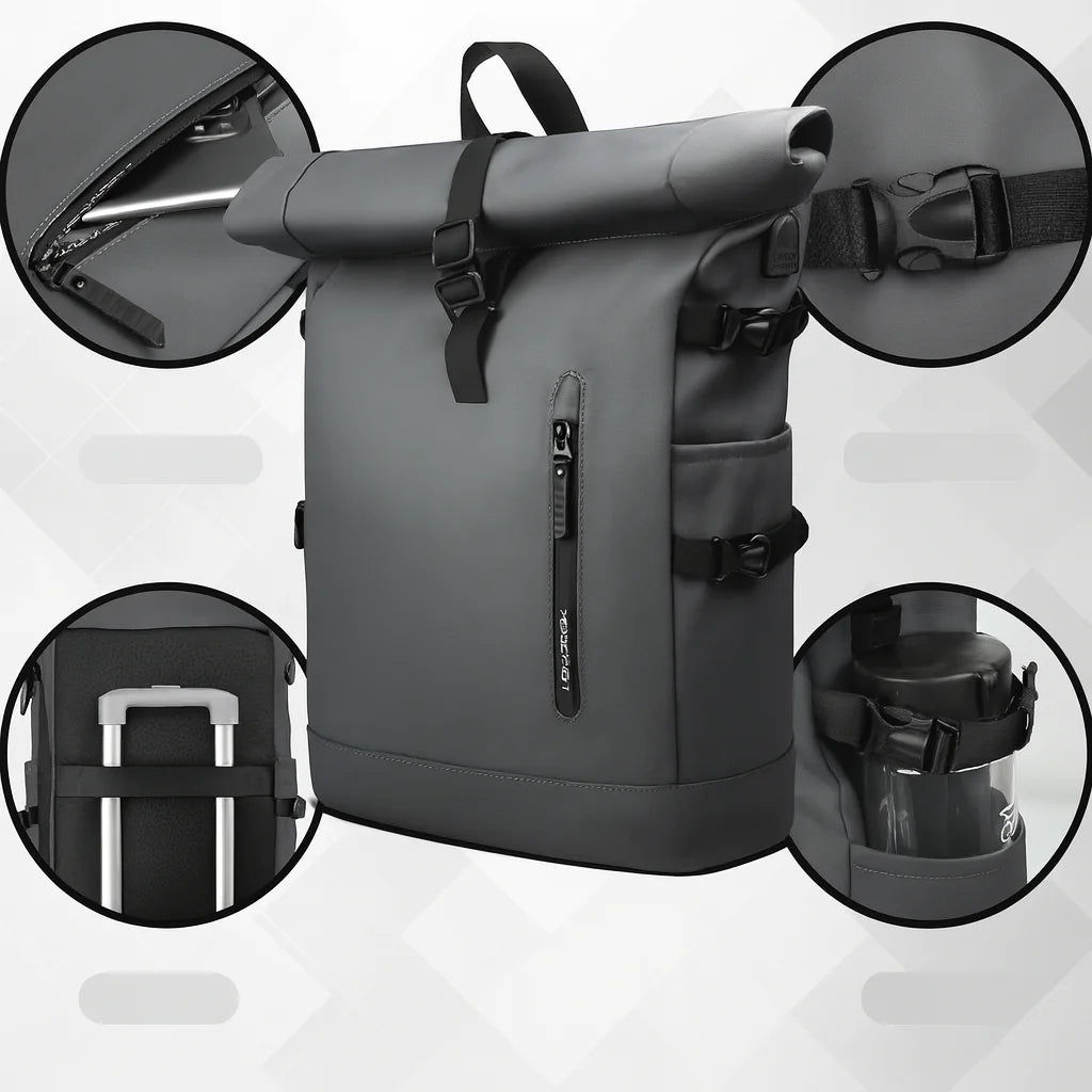Men’s Roll Top Backpack – Waterproof Expandable Everyday Backpack
