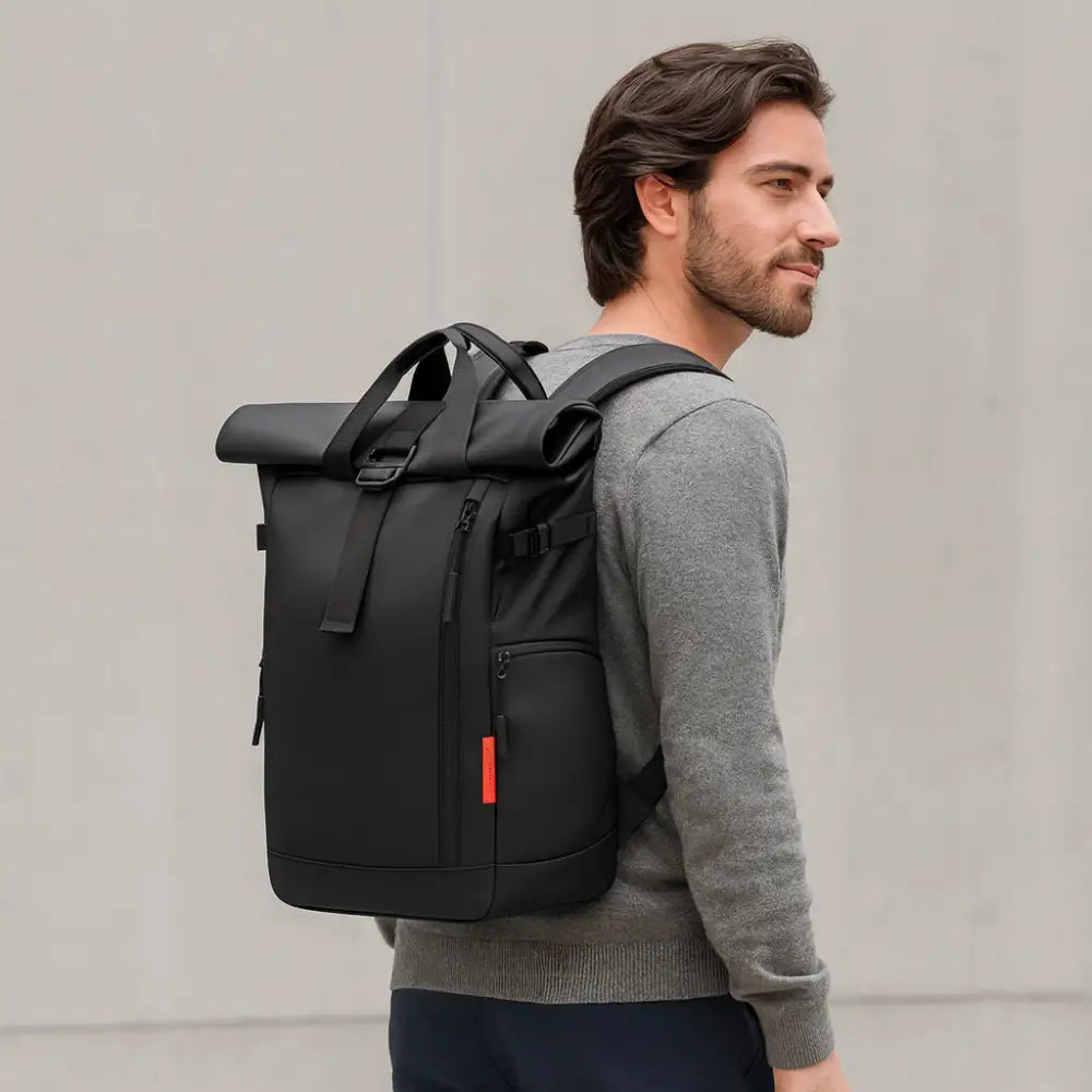Men’s Roll-Top Backpack – Waterproof Travel & Work Bag
