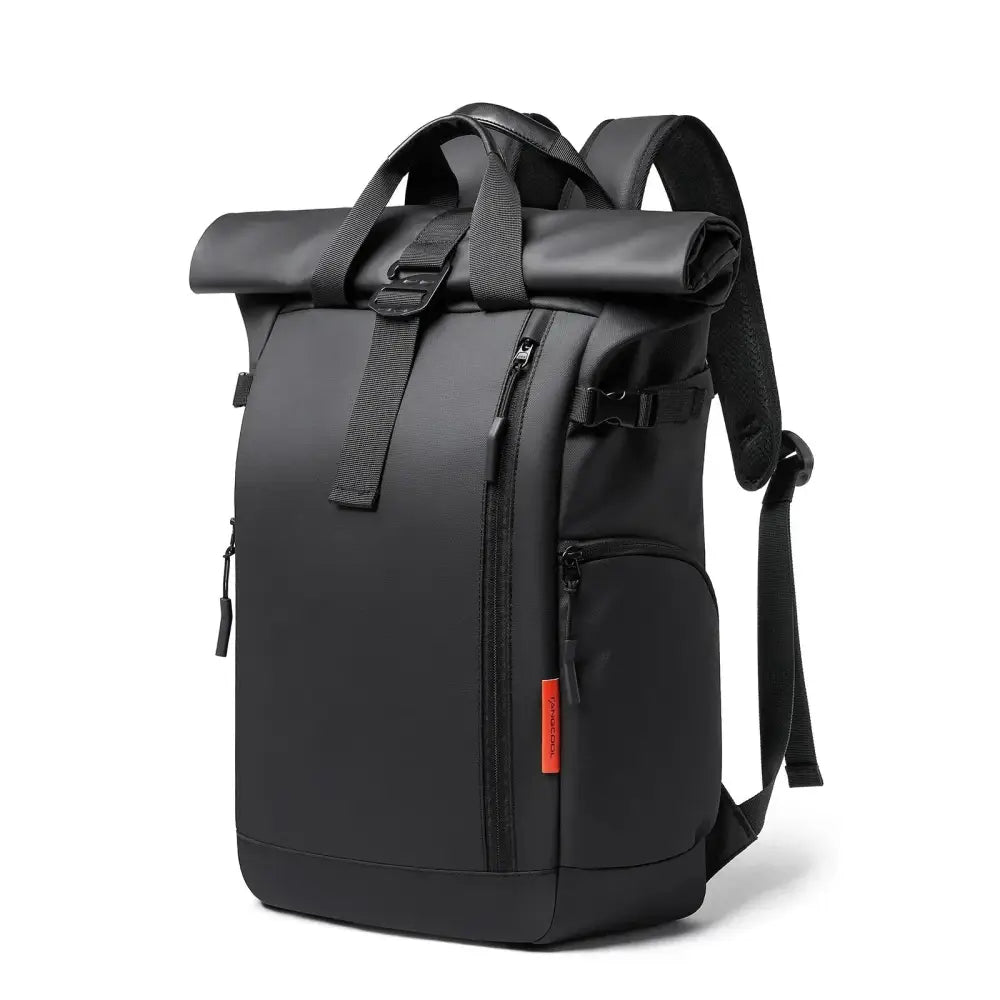 Men’s Roll-Top Backpack – Waterproof Travel & Work Bag - Black