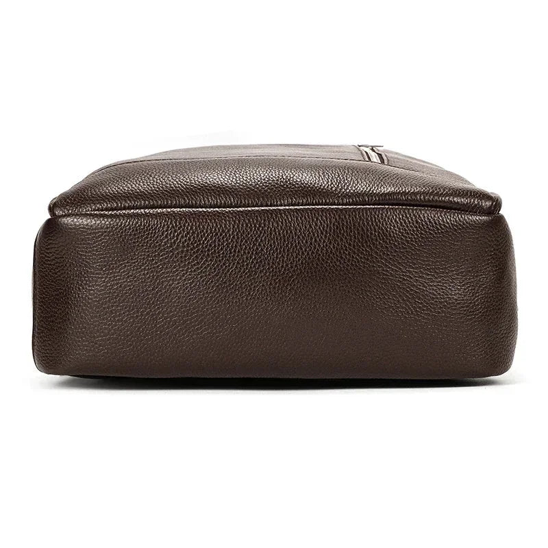 Men’s Slim Leather Backpack – Compact Laptop Work Bag