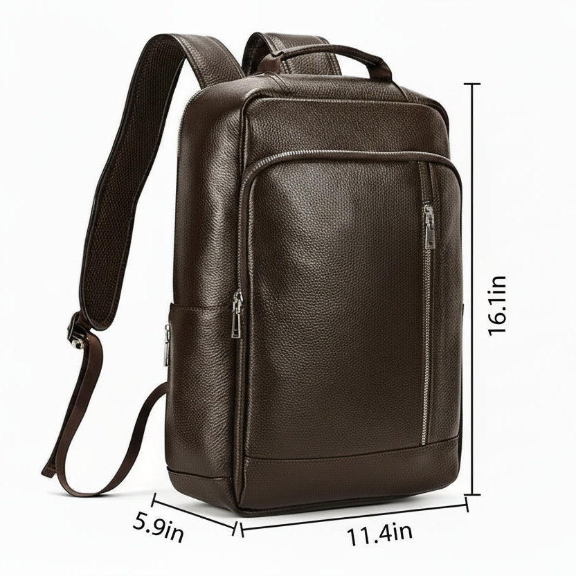 Men’s Slim Leather Backpack – Compact Laptop Work Bag