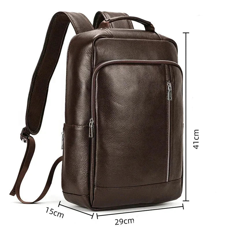 Men’s Slim Leather Backpack – Compact Laptop Work Bag