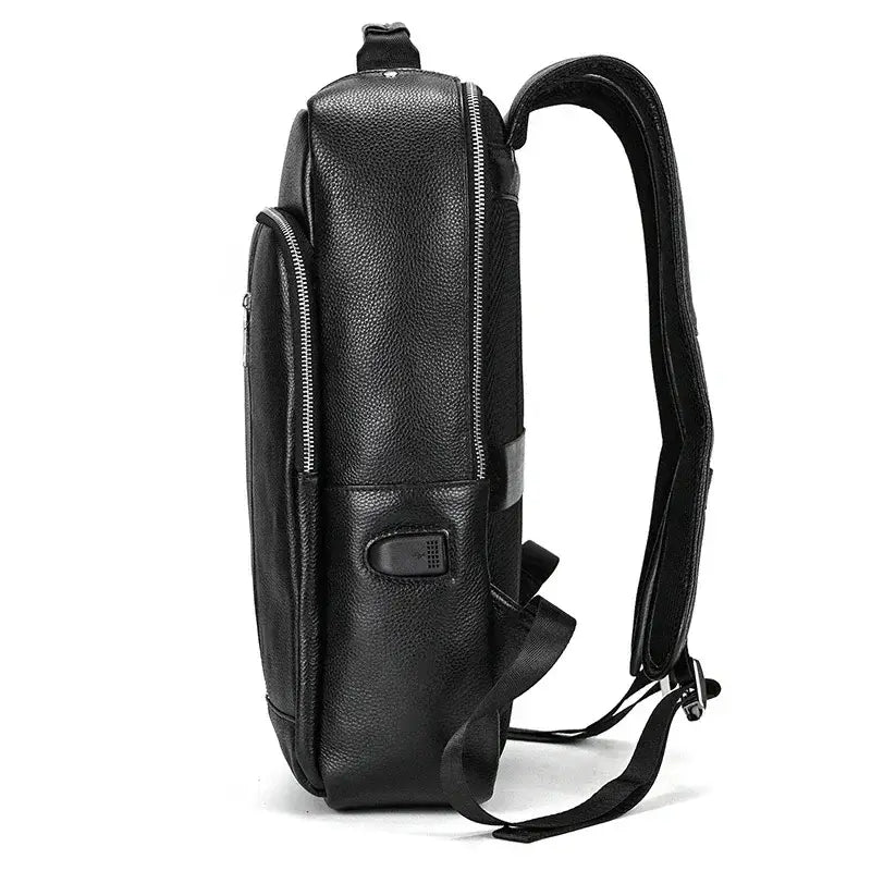 Men’s Slim Leather Backpack – Compact Laptop Work Bag