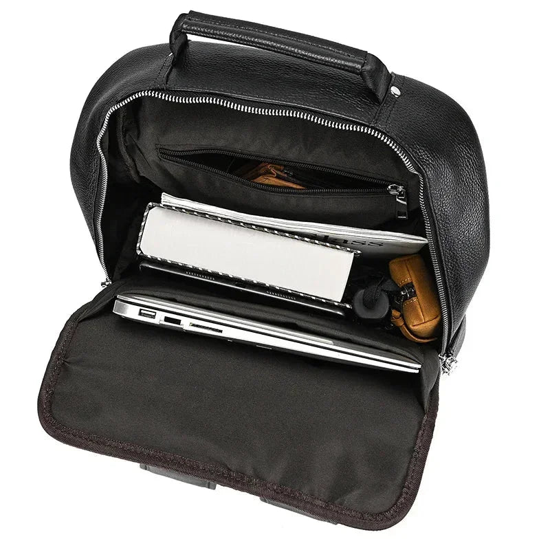 Men’s Slim Leather Backpack – Compact Laptop Work Bag