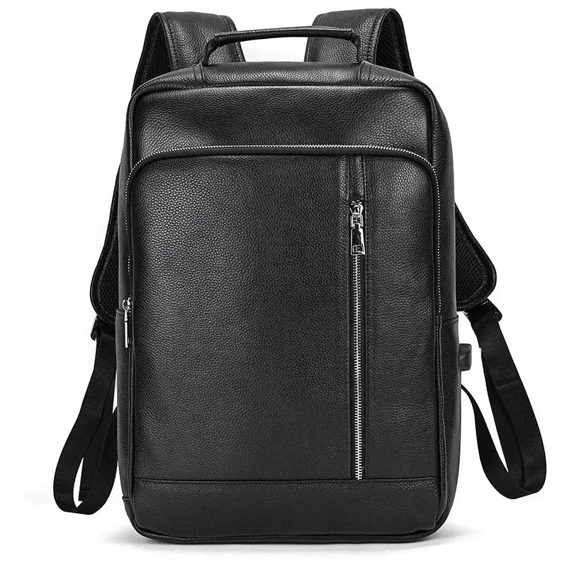 Men’s Slim Leather Backpack – Compact Laptop Work Bag