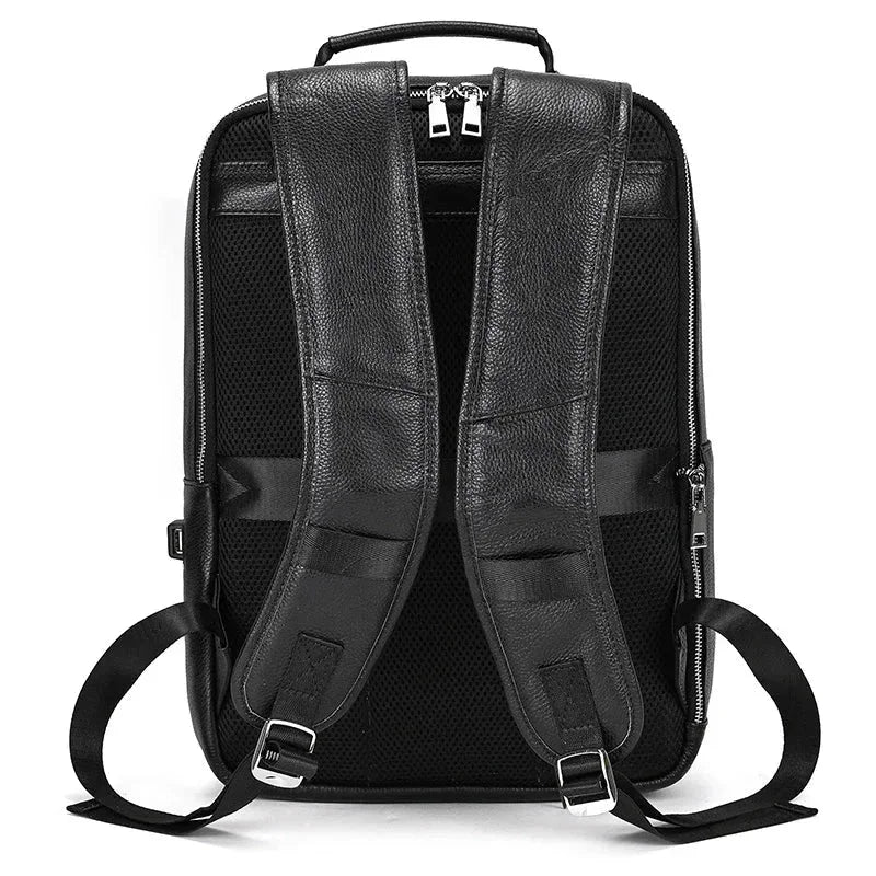 Men’s Slim Leather Backpack – Compact Laptop Work Bag
