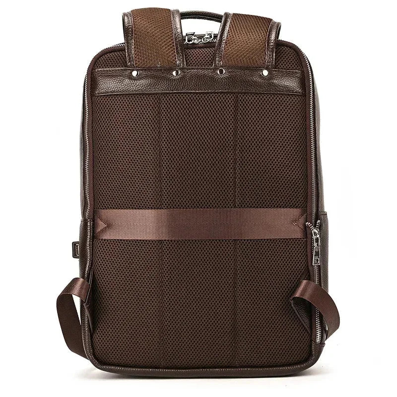 Men’s Slim Leather Backpack – Compact Laptop Work Bag