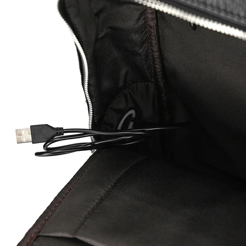 Men’s Slim Leather Backpack – Compact Laptop Work Bag