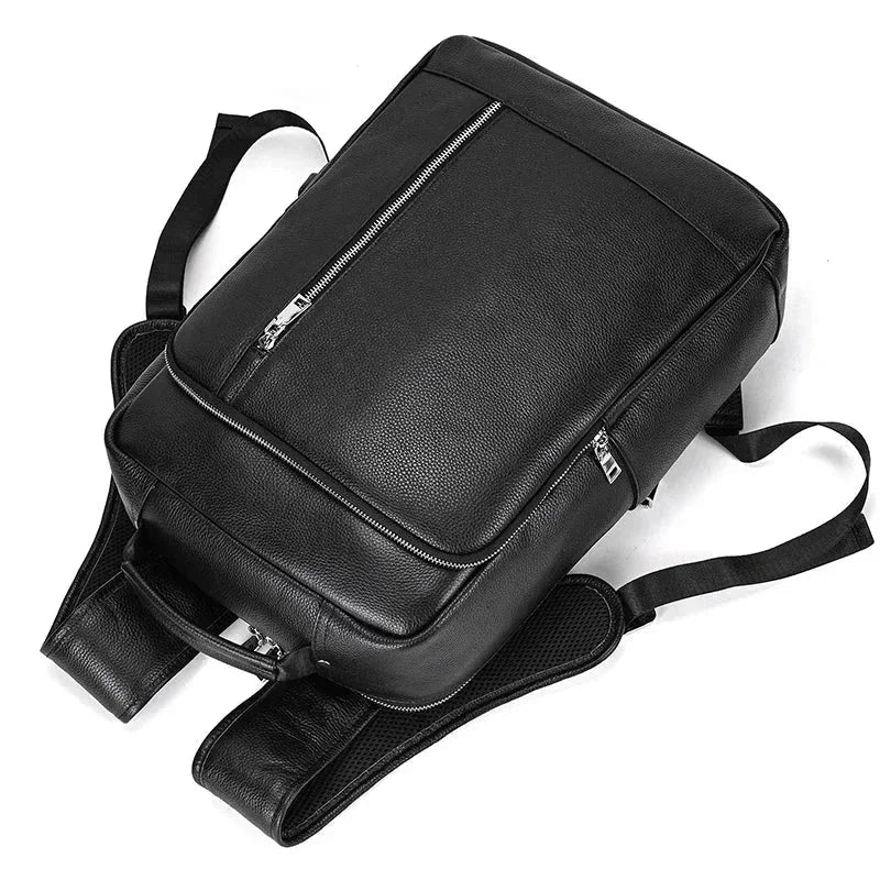 Men’s Slim Leather Backpack – Compact Laptop Work Bag