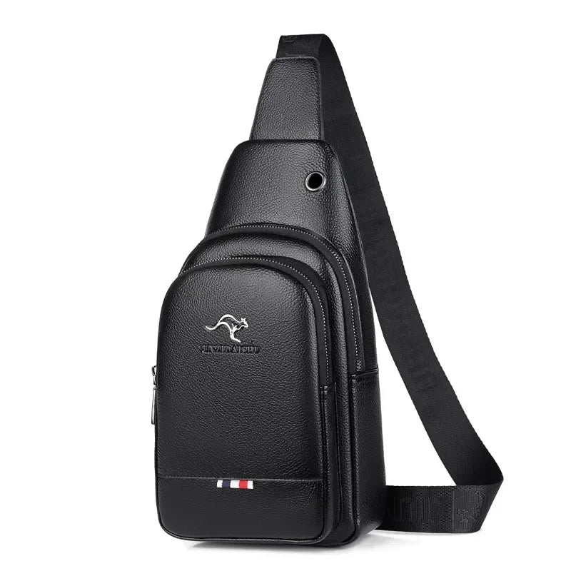 Men’s Sling Bag - 2-Pocket Crossbody Chest Bag - Black