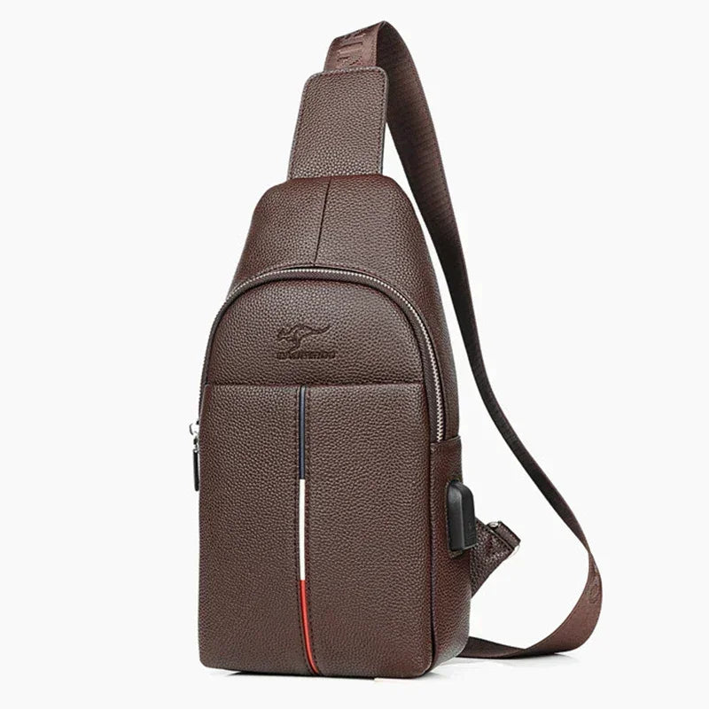 Men’s Sling Bag - Adjustable Crossbody Chest Bag - Brown