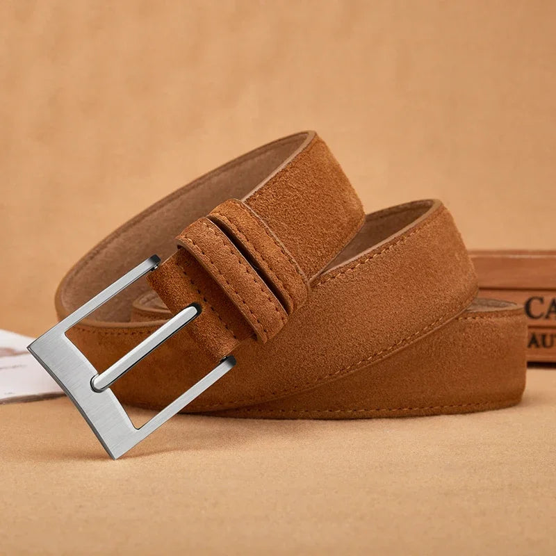 Men’s Suede Belt – Casual Leather Belt with Pin Buckle