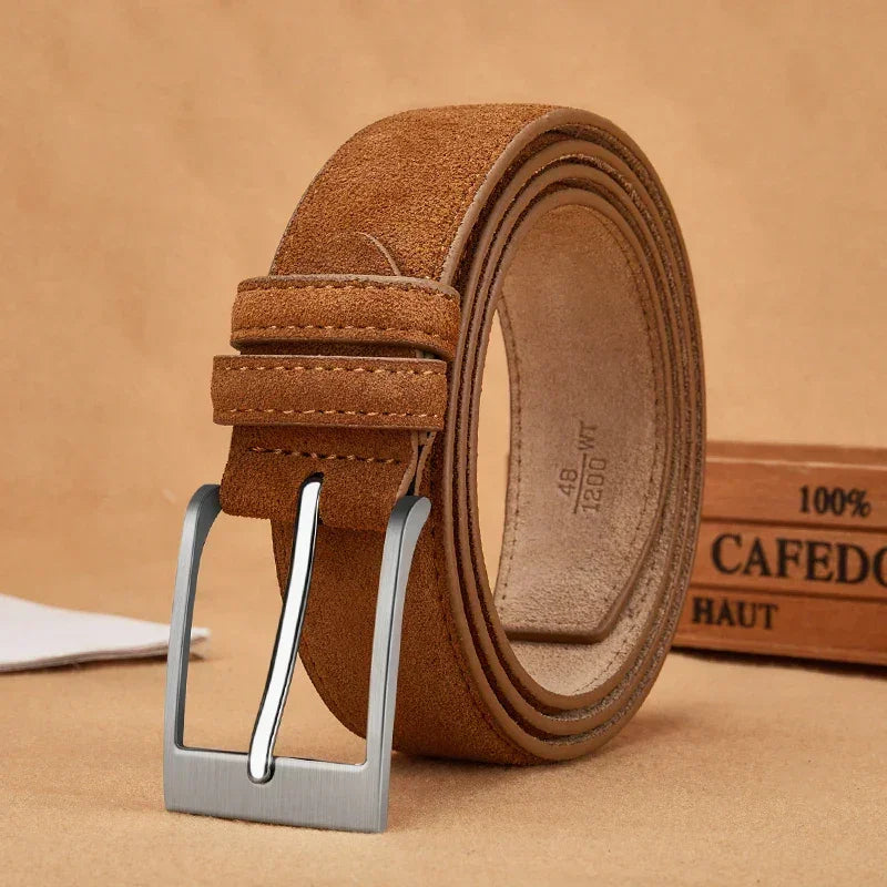 Men’s Suede Belt – Casual Leather Belt with Pin Buckle