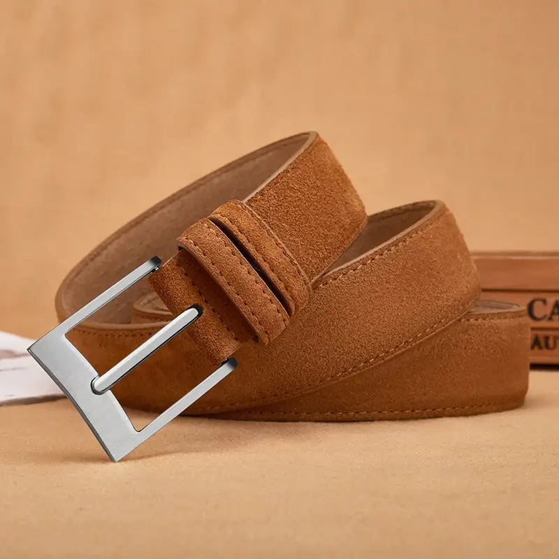 Men’s Suede Belt – Casual Leather Belt with Pin Buckle