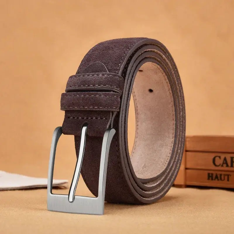 Men’s Suede Belt – Casual Leather Belt with Pin Buckle